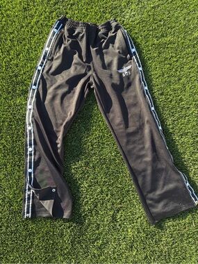 Black Snap-Trim Jogger Pants with Side Stripe